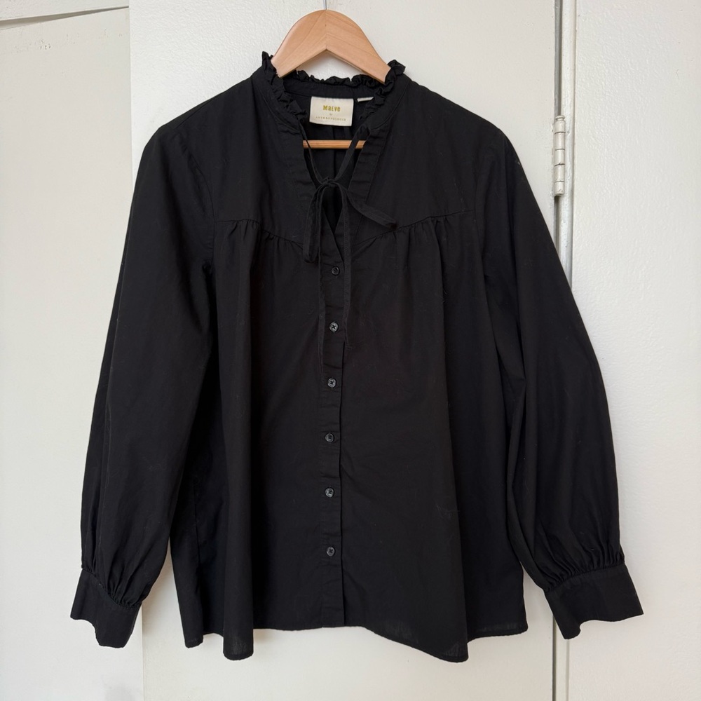 Maeve Black Button-Up Blouse